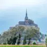 Mont Saint-Michel rocky islet and medieval abbey in Brittany France at low tide