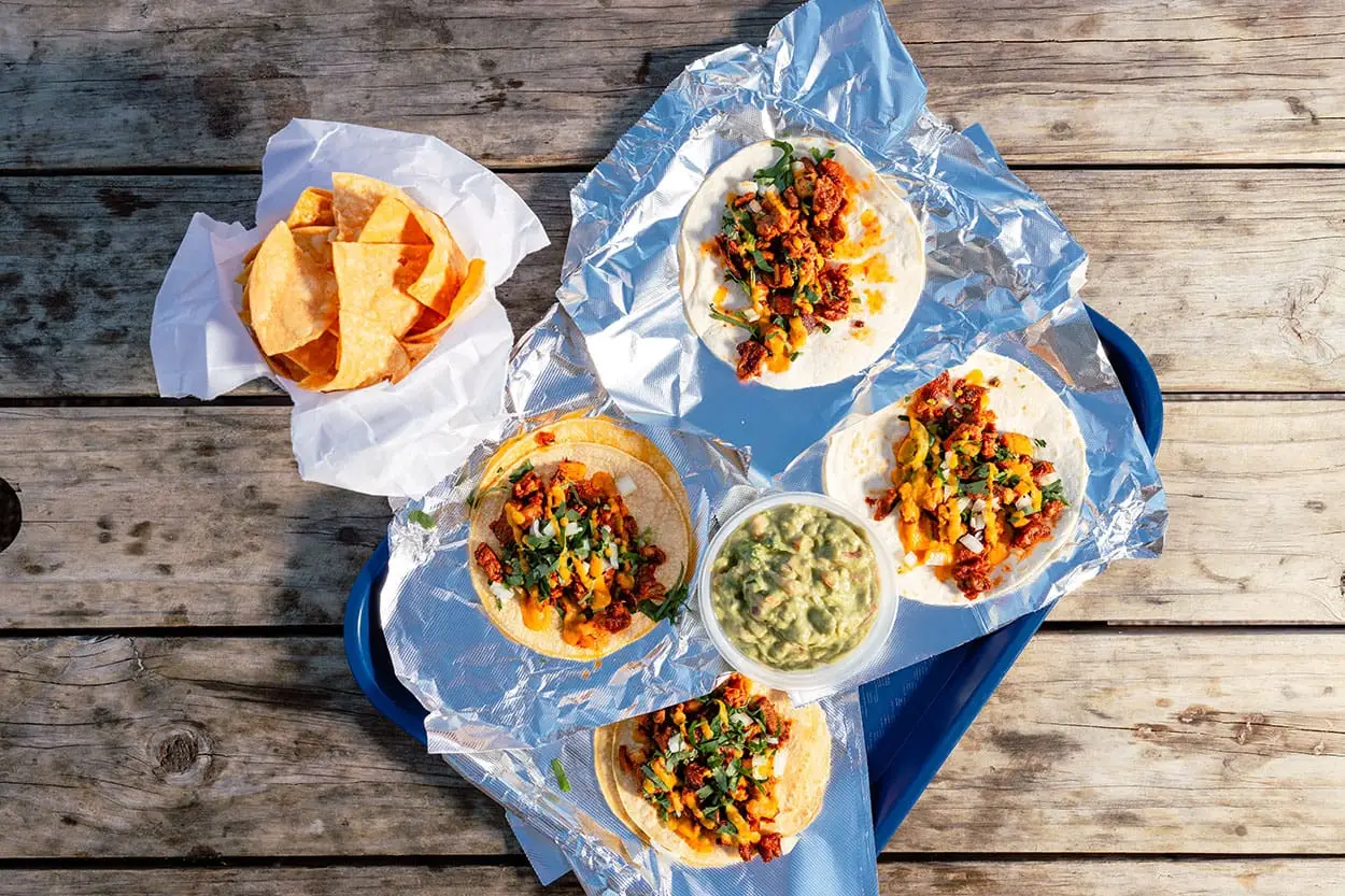 Tacos, chips and guacamole on an Austin food tour in East Austin