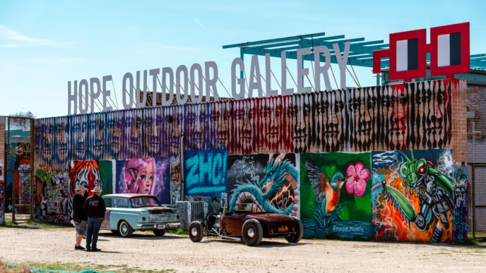 HOPE Outdoor Gallery mural walls at the new Austin location