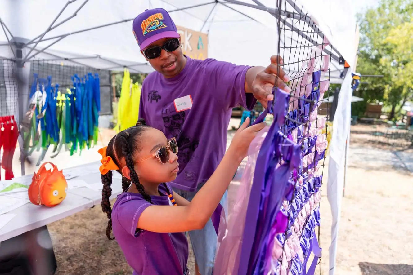 Colorful materials and artwork at The Color Condition studio in East Austin