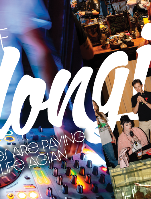 Promotional banner graphic titled 'The Cost of Belonging: Why Austinites Are Paying for a Social Life Again' featuring a collage of East Austin social gatherings, DJ setups, and community events.